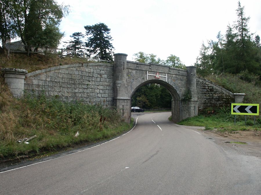 East Lodge, Railway Bridge on A939 & Entrance Arch, Castle Grant